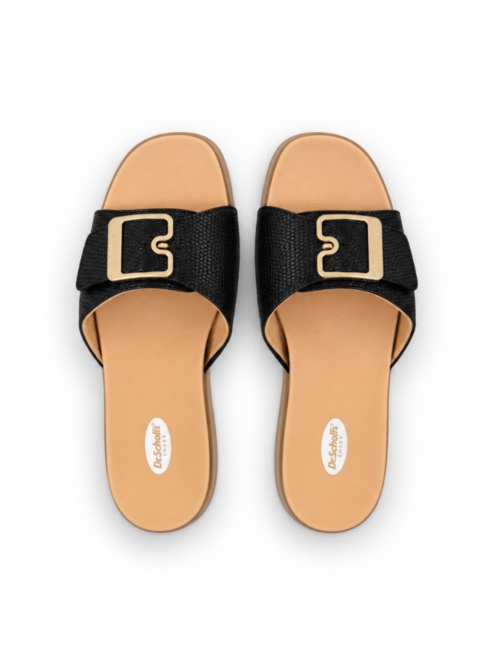 Dr. Scholl's Originalist Black Textured Buckle Slide Sandals - NEW